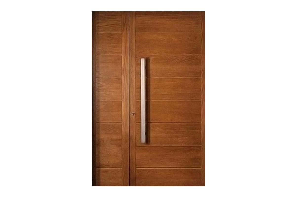 Contemporary Horizontal Design Teak Wooden Main Door with Pull Handle