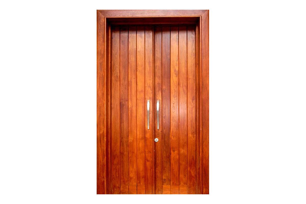 Flush Vertical V-grooves Mahogany Main Entry Double Door